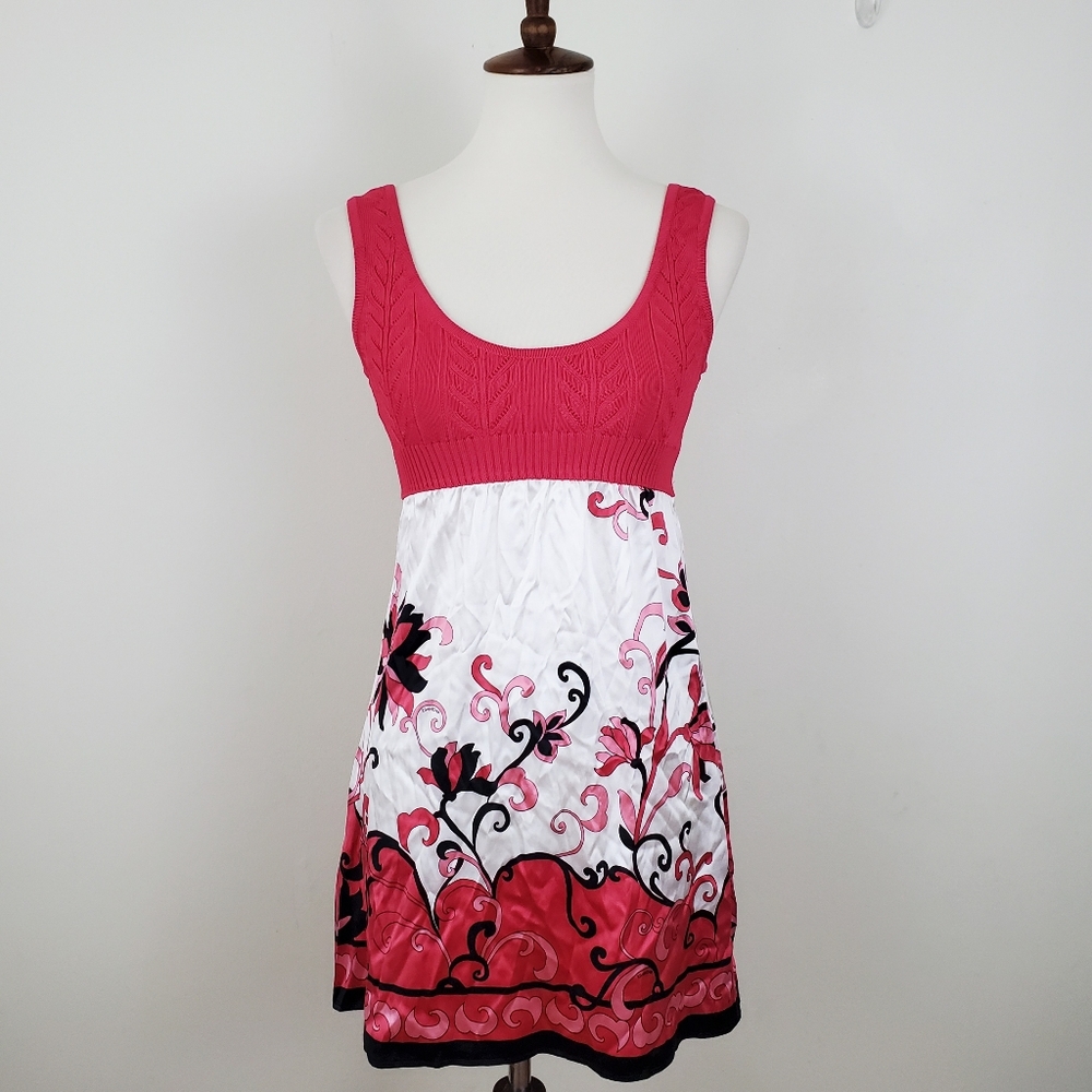 Bebe Floral Silk Mini Tunic Dress